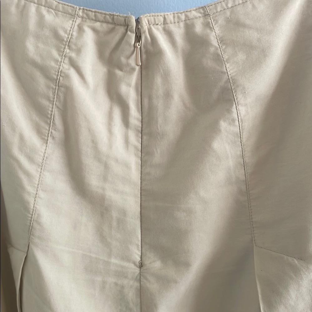🇨🇦 Joe Fresh eyelet A-line embroidered pleated skirt, tan beige, women's size 8 - Picture 8 of 17